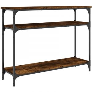 VidaXL Table Console, Table d'Appoint avec Pieds, Bout de Canapé avec Rangement, Meuble d'Entrée Salon, Industriel, Chêne Fumé Bois d'Ingénierie
