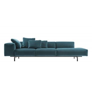 Image de Kartell Canapé droit Largo Velluto / 3 places - L 298 cm - Velours bleu en tissu