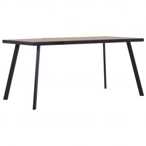 Image de VidaXL Table de salle à manger Bois clair et noir 160x80x75 cm MDF