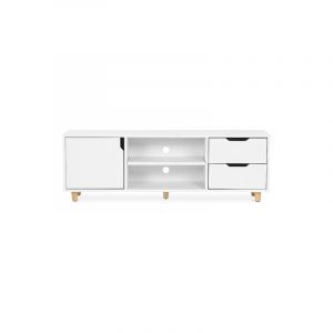 Privatefloor Buffet Meuble de t&eacute;l&eacute;vision blanc de style scandinave - Bois Blanc