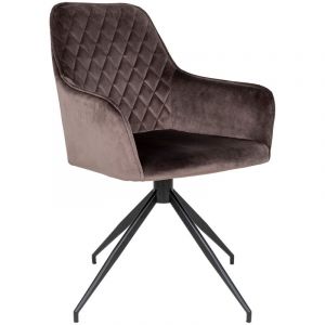 Harbo Chaise de salle à manger avec pied pivotant de teinte champignon, noir. - Marron