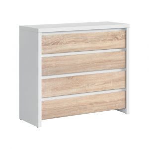 Image de SANS Commode 4 tiroirs Soren Blanc et Bois