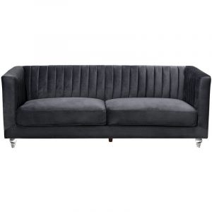 Beliani Canap&eacute; 3 places en velours noir ARVIKA