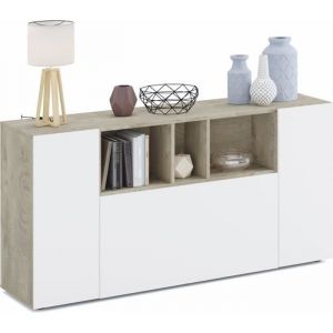 Laska - Buffet/commode 3 Portes Couleur Chêne Alaska Gris Et Blanc Moderne Et Design. 150 Cm …