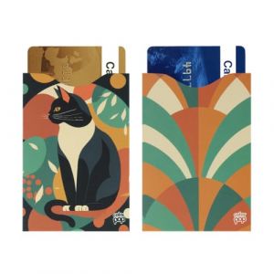 Lot de 2 étuis anti-RFID Color Pop – Imprimé Chat et Vitral – Protection carte bancaire – 6 × 88 cm