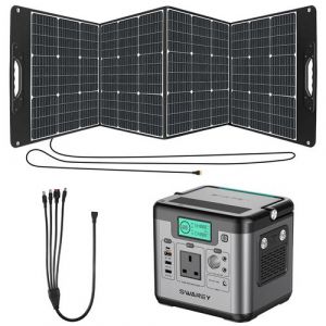 Générateur Solaire Portable SWAREY 518Wh avec Panneau Solaire Pliable 200W?Gris