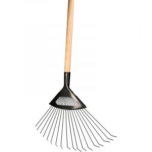 R&acirc;teau &agrave; feuilles en fil d'acier pour balayer les feuilles d'herbe avec manche en bois 150 cm - Kotarbau