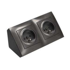 Prise d'angle 2x 2P+T anthracite 220V 16A Simon 54
