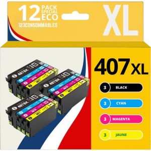 Pack 12 Cartouches compatible Epson 407 - 123CONSOMMABLES - To