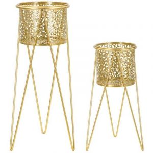 Charme1921 - Support à plantes en métal Glod (Lot de 2)