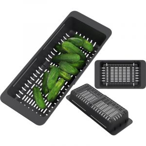 Granitan - panier pliant plastique noir égouttoir d'évier passoire universelle
