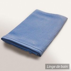 Linnea Drap de douche 70x140 cm nid d'abeille PURE WAFFLE 300 g/m² bleu mer