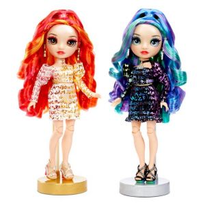 Image de MGA Rainbow Édition spéciale Coffret Twins Laurel & Holly DE'VIOUS 2 – Poupées Mannequin avec des Robes Couleurs de l’Arc-en-Ciel – avec Tenues, Accessoires & +- Cadeau Parfait & de Collection, 6 Ans +