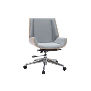 Miliboo Fauteuil de bureau design bois clair et gris CURVED