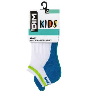 DIM Lot de 2 paires de socquettes sport Blanc - Couleur Blanc - Taille 4-6 ans