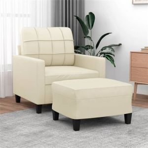 VidaXL Fauteuil avec repose-pied Cr&egrave;me 60 cm Similicuir