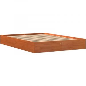 VidaXL Cadre de Lit, Lit Double avec Sommier à Lattes, Lit Adulte, Meuble de Chambre à Coucher, Moderne, Cire Marron 120x190 cm Bois de Pin Massif