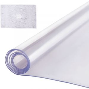 VEVOR Nappe Rectangle Transparente 106,7x182,9 cm &Eacute;paisseur 2 mm, Film de Table Transparent en PVC, Imperm&eacute;able et Facile &agrave; Nettoyer, Protection de Table pour Bureau, Cuisine Restaurant Salle &agrave; Manger