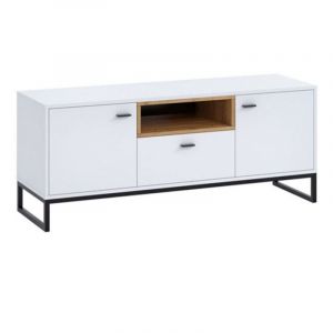 Meuble TV 2 Portes & 1 Tiroir "Livio" 135cm Blanc Prix