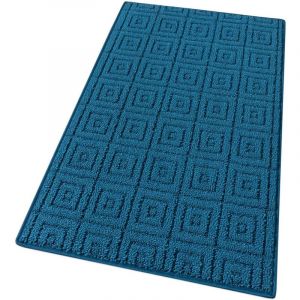 Emmevi Tapis de cuisine 3D antid&eacute;rapant, couleur unie, &eacute;l&eacute;gant, lavable, doux, absorbant, mod&egrave;le EVITA 57 x 190 cm, bleu