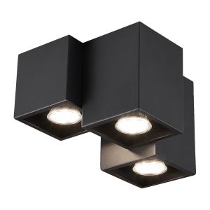 Trio Plafonnier Fernando, 3 lampes, noir mat