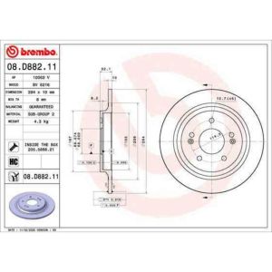 Brembo Jeu de 2 disques de frein vernis 08.D882.11 Réf. 1413816