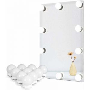 Kit d'&eacute;clairage LED pour miroir de courtoisie style Hollywood pour coiffeuse, miroirs avec variateur et bloc d'alimentation, bande lumineuse &agrave;