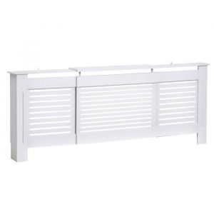 Homcom Cache-radiateur design contemporain longueur extensible 145-209,5 x 20,5 x 82,5 cm MDF blanc