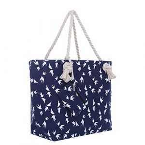 Sac de Plage Gros avec Fermeture à glissière 58 x 38 x 18 cm Style marinière Mouette Bleu Blanc Yacht Style