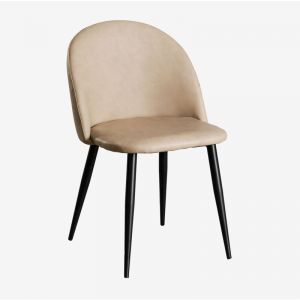 Pack De 4 Chaises De Salle À Manger Recouvertes De Similicuir Kana Noir Brun Blé