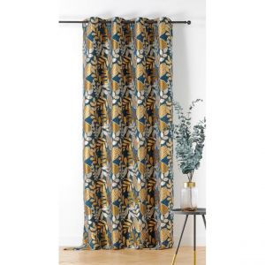 LINDER Rideau d'ameublement motifs feuillages Isis 140x250cm - 140x250cm - Bleu