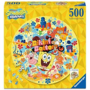 Ravensburger Puzzle Rond 500 pièces - Bob l'éponge - Adultes et Enfants dès 12 Ans - Puzzle de qualité supérieure - Encastrement Parfait - Bob l'éponge - 12001657