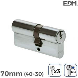 Tresice France Cylindre de porte à nickel 70mm (40+30mm) court cam r13 avec 3 clés inclus edm