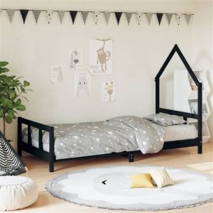 VidaXL Cadre de lit pour enfants noir 90x200 cm bois de pin massif