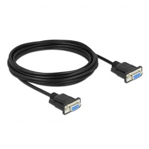 Delock Câble null modem série DB9 RS232 - F/F Noir - 5 m