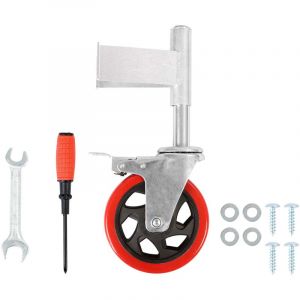 wiltec Roulette de portail – 125 mm, capacité max. 150 kg – en pp, pvc et Acier – avec vis de montage et mécanisme de frein – Roue de porte