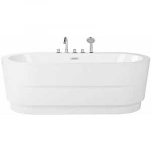 Beliani Baignoire îlot ovale 170 cm blanche avec robinet EMPRESA
