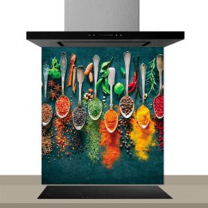 Hexoa Fond de hotte decorative, epices indiennes multicolore 60x70 cm