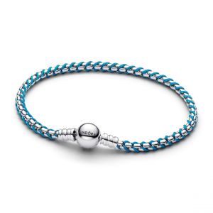 Pandora Bracelet Maille Serpent Cordon Bleu - Taille 17 cm