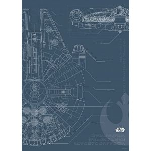 Komar Affiche d'art Star Wars - Blueprint Falcon - Taille: 50 x 70 cm - coloré