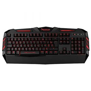Konix Drakkar Clavier filaire à membrane Utgard AZERTY pour bureau PC gaming - Anti-ghosting - Rétroéclairage rouge - Câble 1,6 m