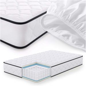 Matelas &agrave; ressorts ensach&eacute;s 7 zones avec prot&egrave;ge-matelas H3 120x200 cm