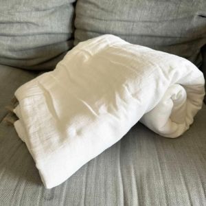 Homemaison Edredon 2 faces lin blanc et coton garni 75 x blanc 200 cm