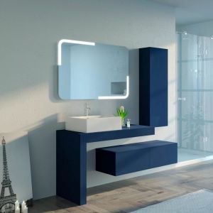 Image de Distribain Meuble de salle de bain MELIZZANO 1100 Bleu saphir - Bleu Saphir