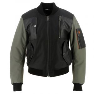 Helstons Blouson cuir/textile femme H-Bomb Womens noir/kaki- XL