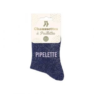 STC Chaussettes Sud Trading Paire de chaussettes Bleue &agrave; paillettes Pipelette - Couleur 36 / 41 - Taille Bleu