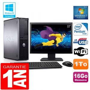 Dell Pc 780 dt intel e5300 ram 16go disque 1 to wifi w7 ecran 22'