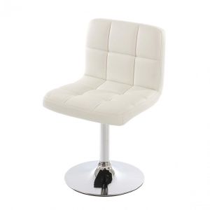 Décoshop26 Chaise de salle à manger cuisine bureau sans roulettes similicuir blanc pied chromé 04_0002297