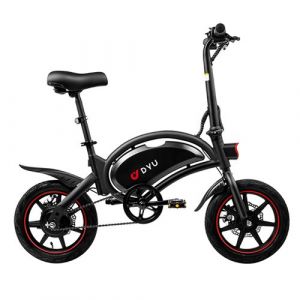 Vélo électrique DYU D3F Noir VTT Fatbike 14 pouces 250W 15.5Mph 36V 10Ah Mini pliage