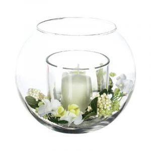 Image de Composition Florale & Bougie "L ina" 18cm Transparent Prix